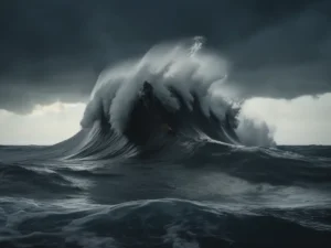 Mur de mer, photographie d'art créée par IA (intelligence artificielle)