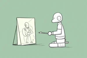Robot Artiste IA peignant son autoportrait