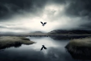 Échassier, Islande, photographie d'art créée par IA (intelligence artificielle)