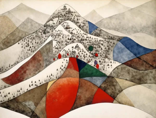 Montagne en hiver II, tableau expressionniste en vente sur la galerie d'art en ligne