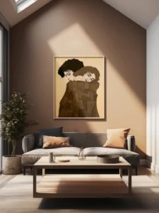 Toile coton classique : dessin accroché au mur du salon