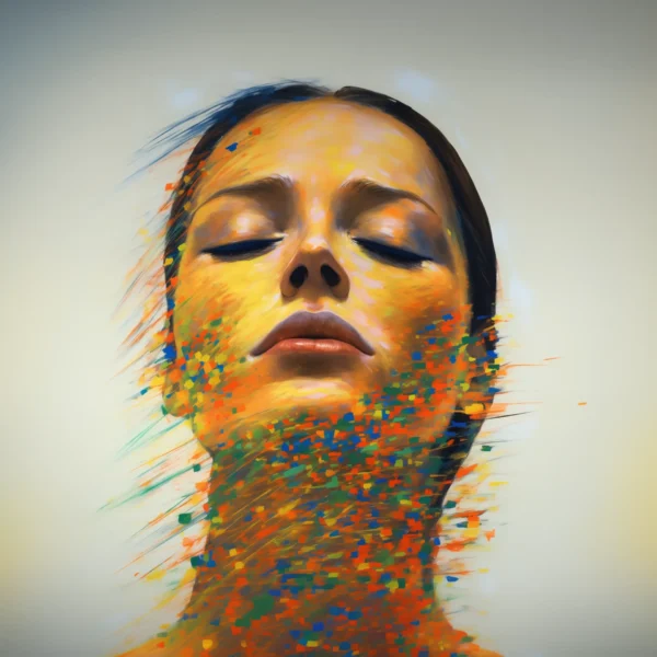 Femme aux yeux fermés, peinture en vente sur la galerie d'art en ligne