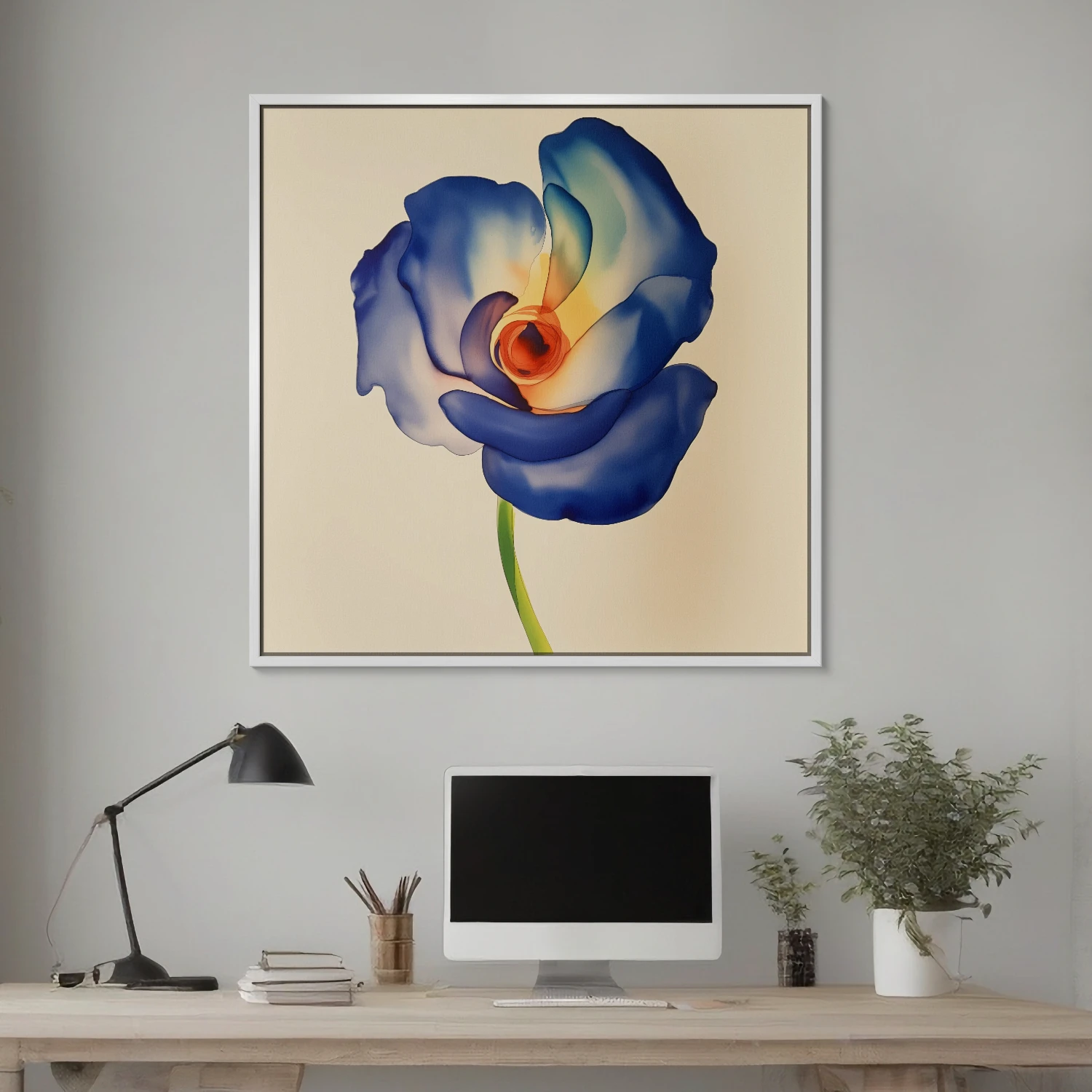 Fleur bleue, peinture aquarelle en vente sur la galerie d