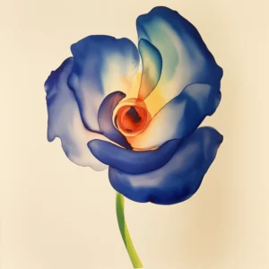 Fleur bleue, peinture aquarelle en vente sur la galerie d'art en ligne