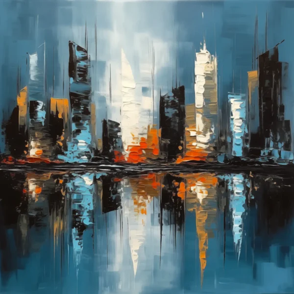 Contrastes urbains, tableau urbain inspiré de Jackson Pollock et Pierre Soulages