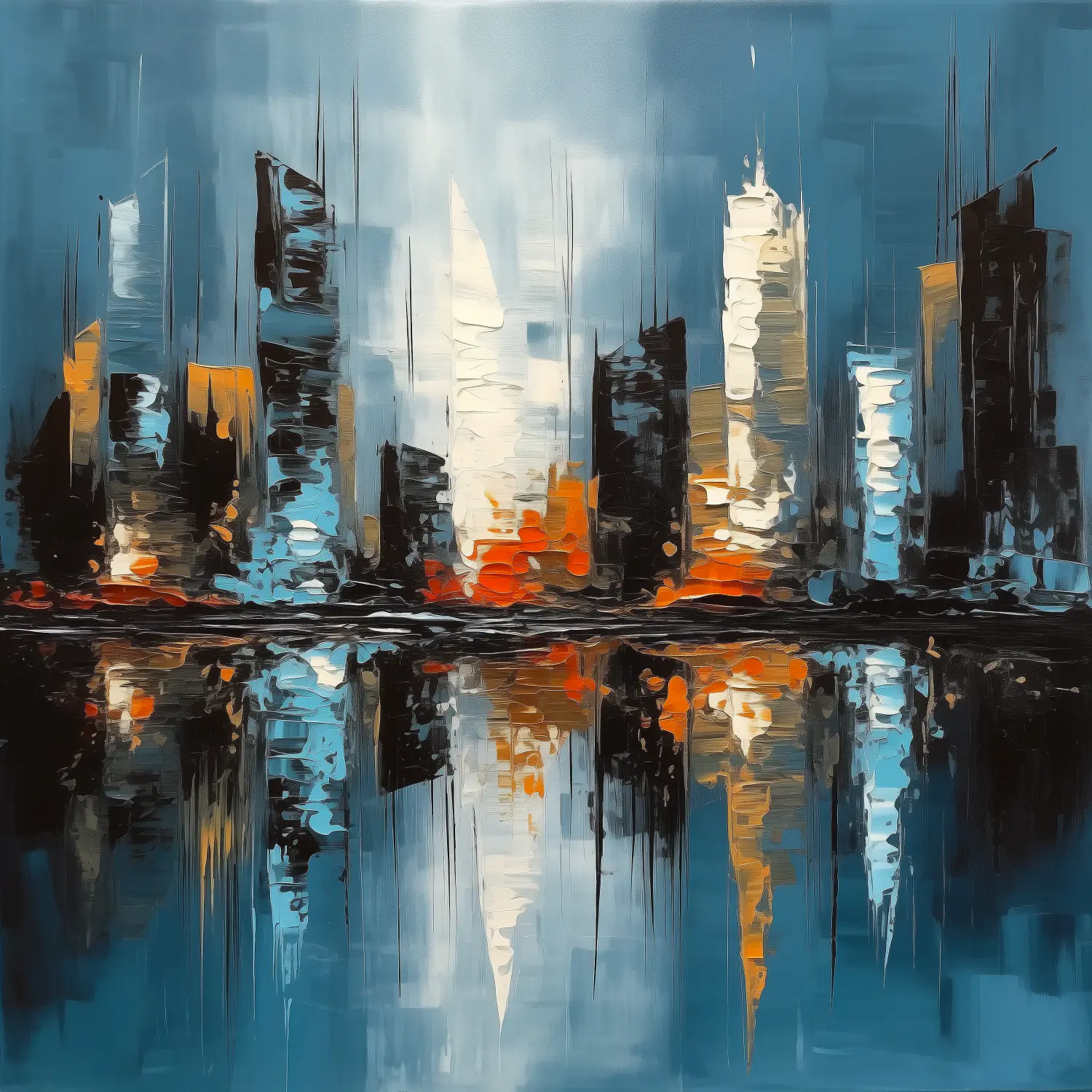 Contrastes urbains, tableau urbain inspiré de Jackson Pollock et Pierre Soulages