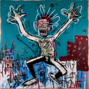 Danse macabre, peinture contemporaine inspiration de Jean-Michel Basquiat et Pablo Picasso