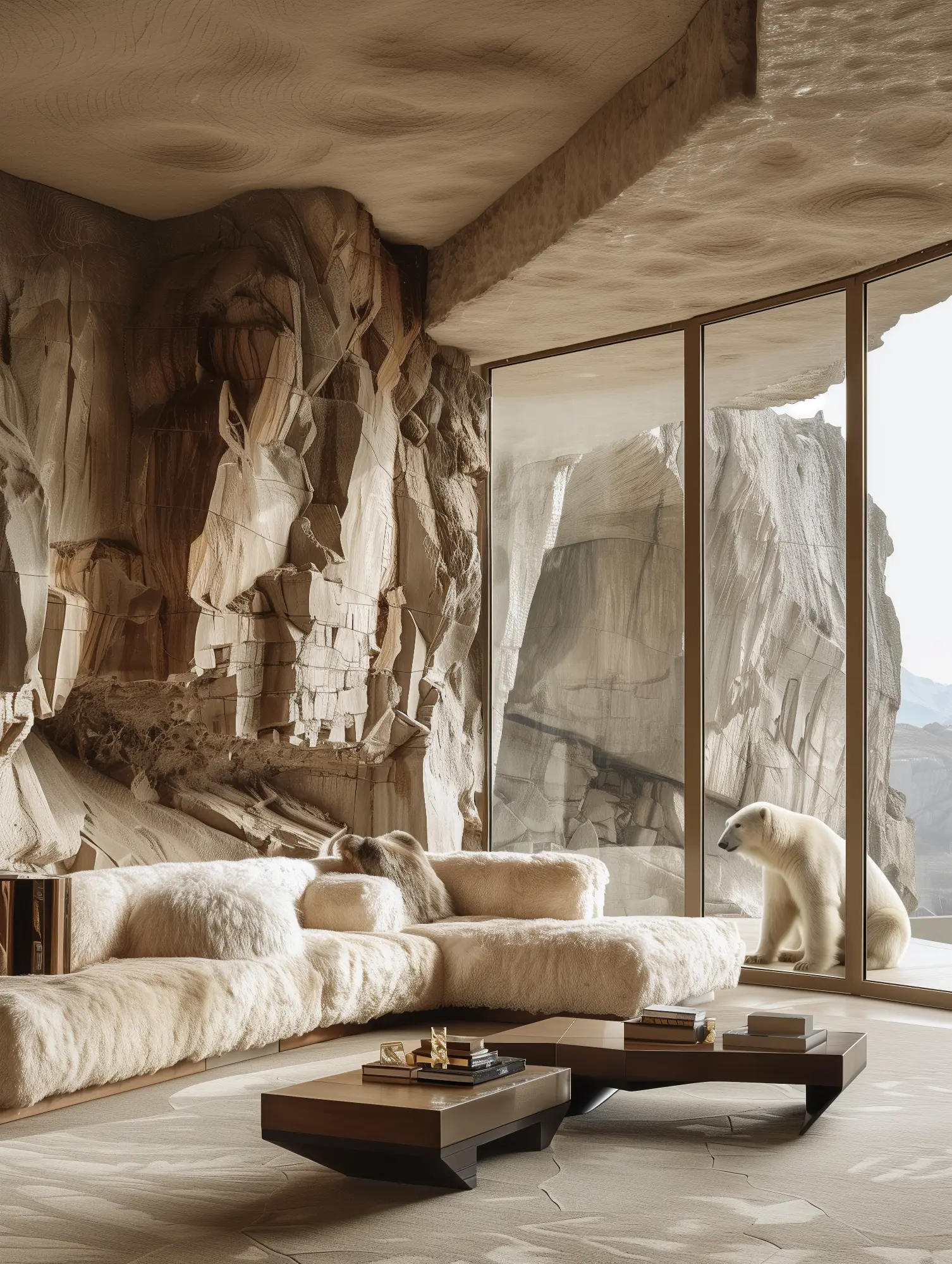 La tanière de l'ours, photo d'art conceptuelle inspiré de Tim Flach et Ansel Adams