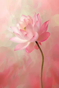 Le lotus rose, tableau floral inspiré de Claude Monet et Georgia O'Keeffe