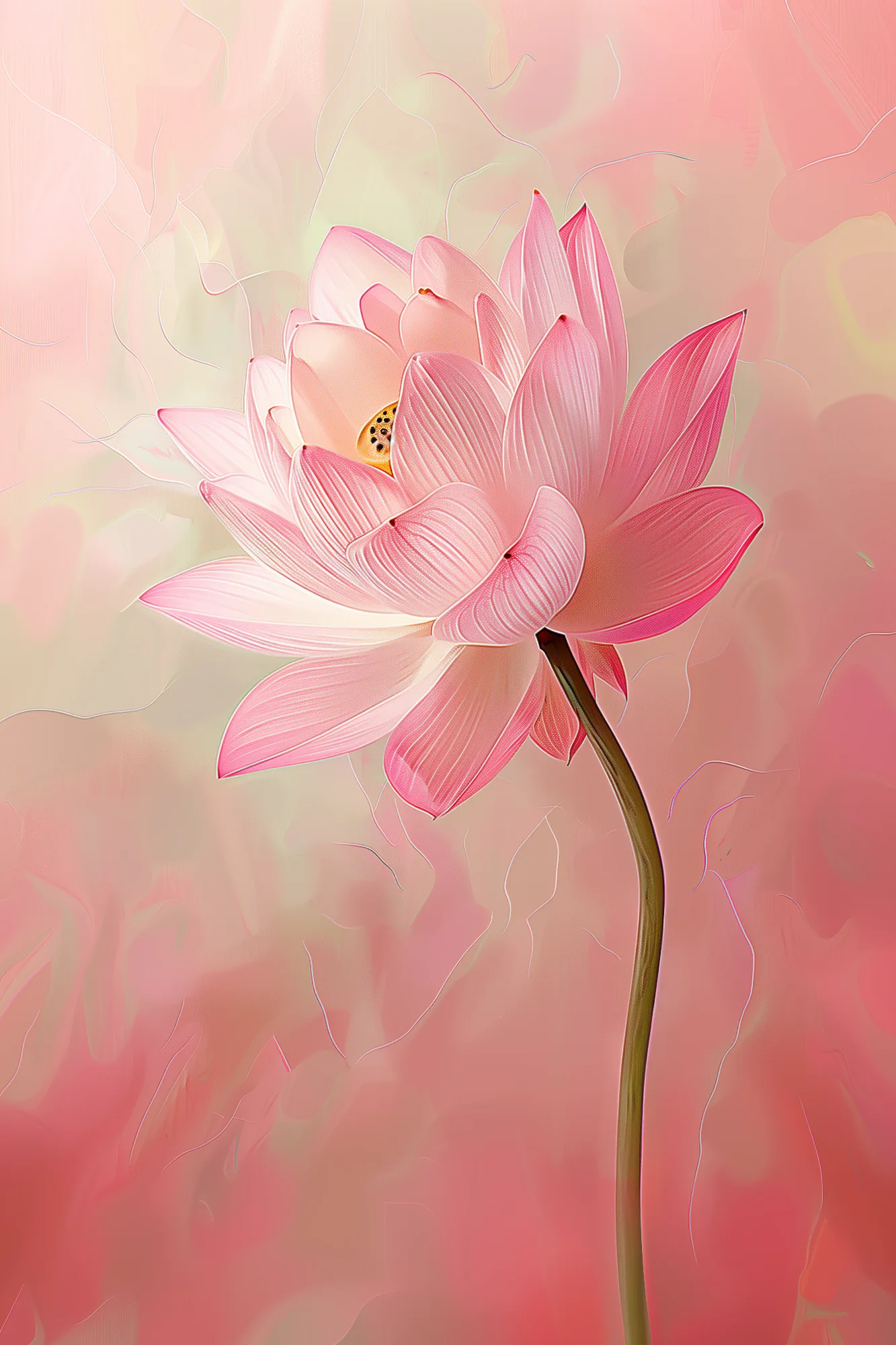 Le lotus rose : tableau floral