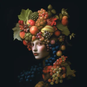 Portrait aux fruits VI, portrait végétal inspiré de Giuseppe Arcimboldo et Le Caravage