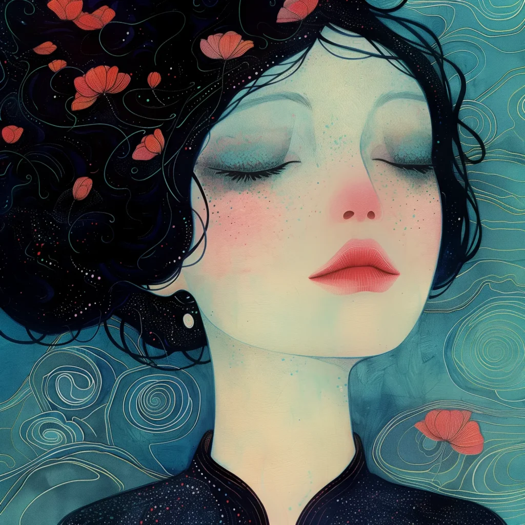 Fille rêveuse aux coquelicots