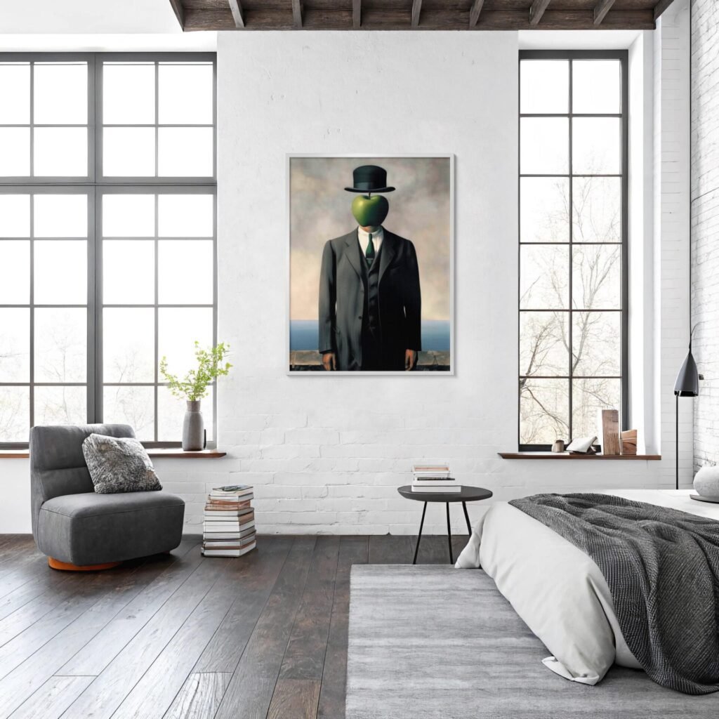 Homme Pomme, portrait surréaliste inspiré de René Magritte et Salvador Dali