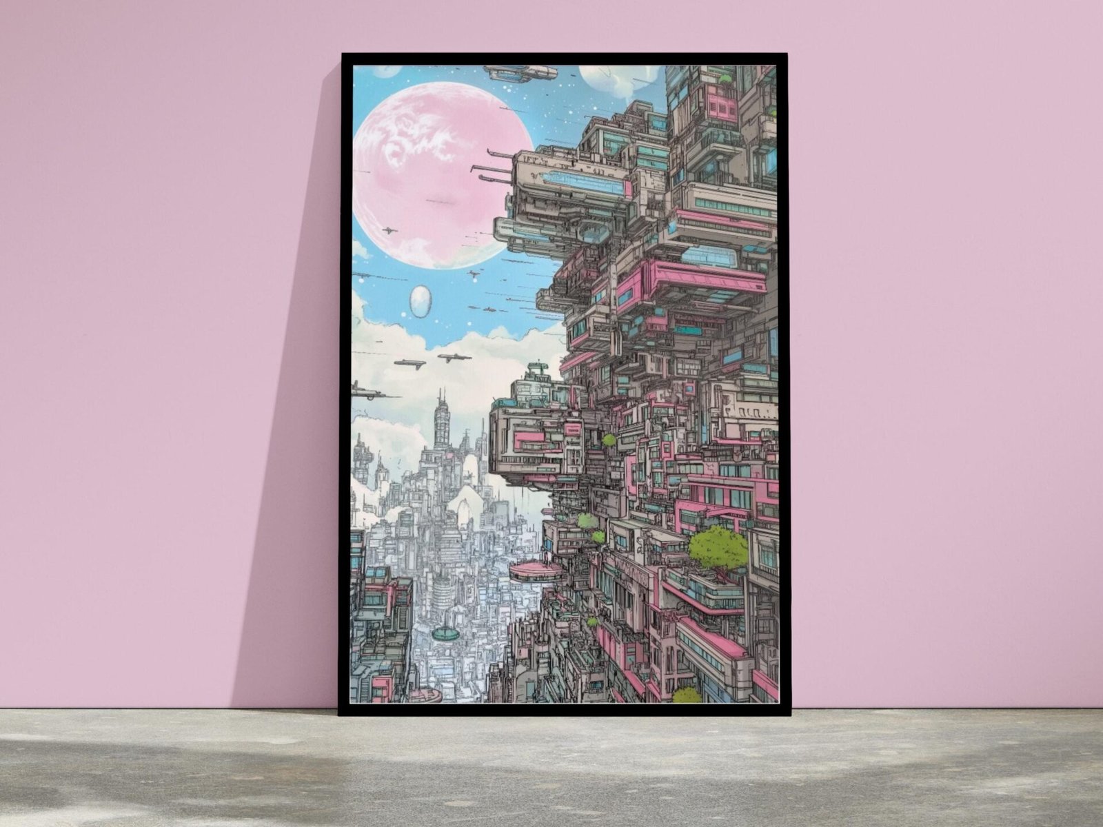 Mars city 2099, cité manga cyberpunk inspiré de Moebius et Syd Mead