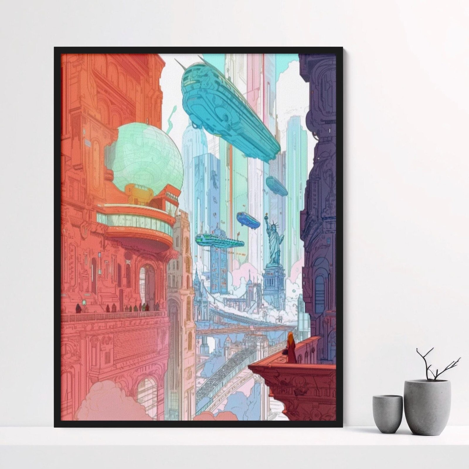 New York Retropolis, New York (style Moebius) inspiré de Moebius et Syd Mead