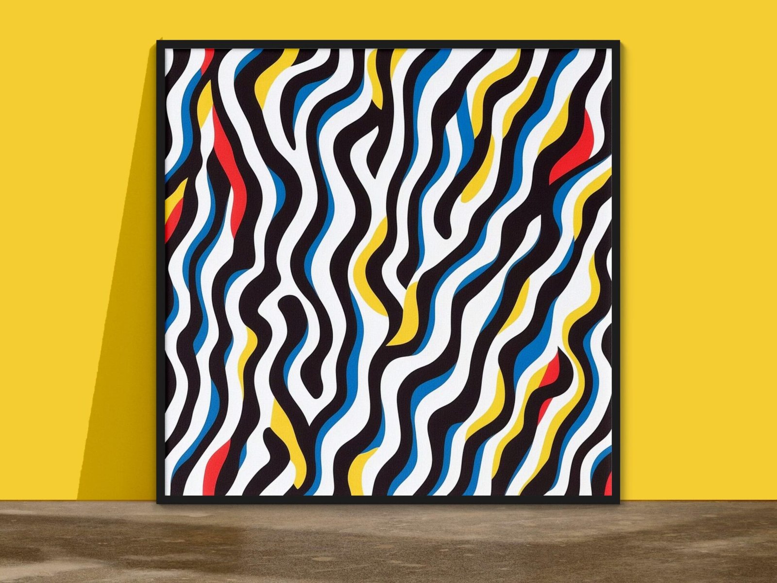 Zèbre pop, poster abstrait pop art inspiré de Keith Haring et Bridget Riley