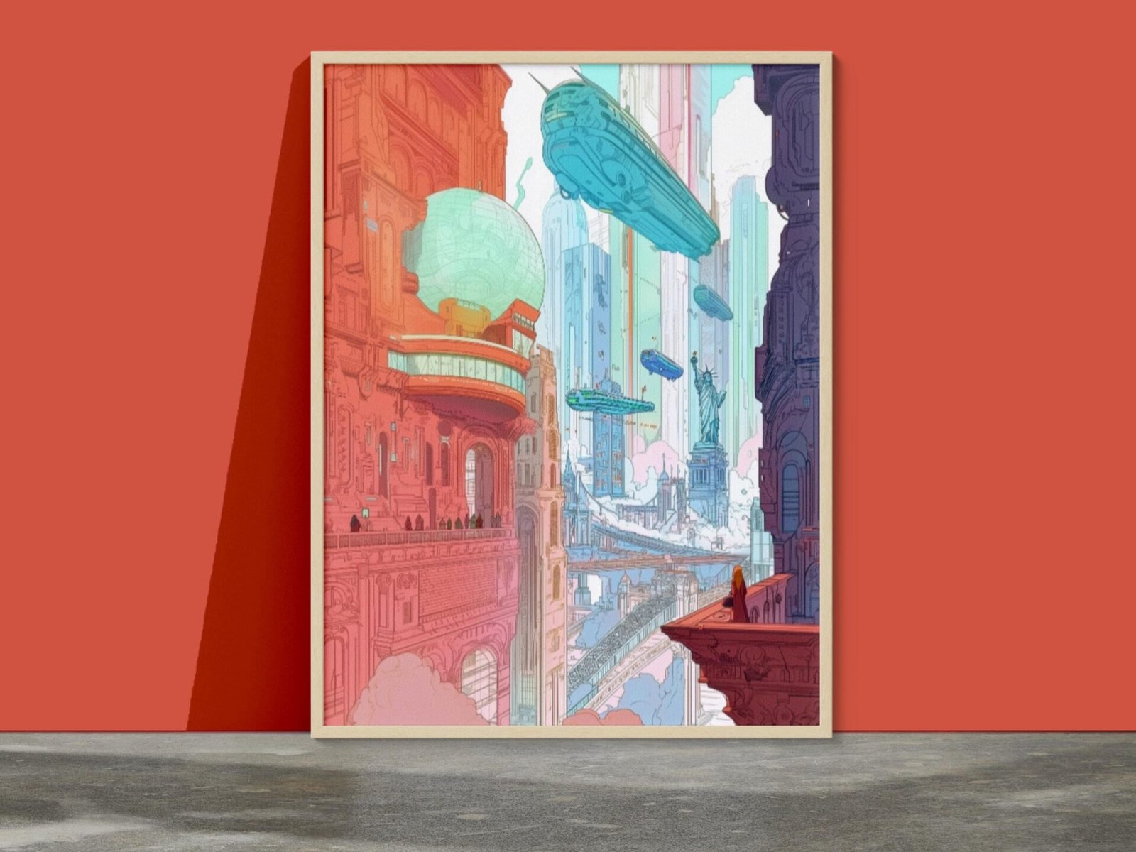 New York Retropolis, New York (style Moebius) inspiré de Moebius et Syd Mead