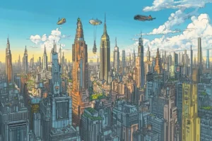 New York 2099, New York cyberpunk inspiré de Moebius et Syd Mead