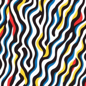 Zèbre pop, poster abstrait pop art inspiré de Keith Haring et Bridget Riley