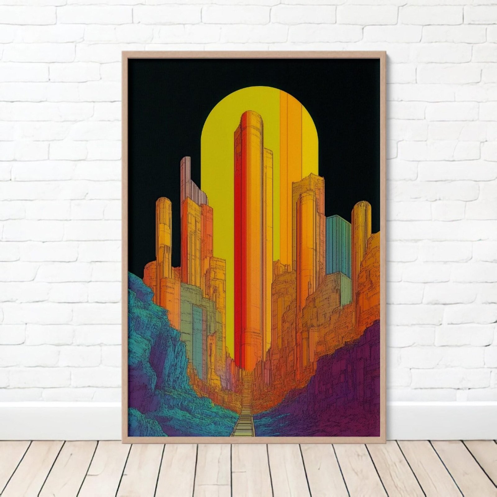 La cité orange, ville futuriste inspirée de Moebius inspiré de Moebius et Hugh Ferriss