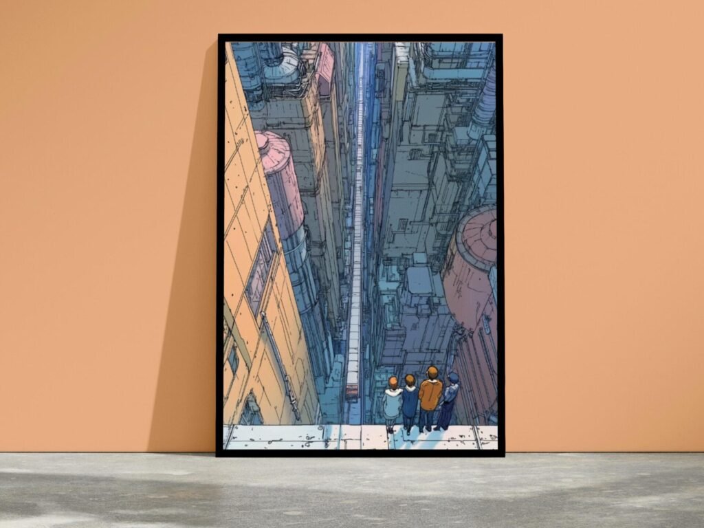 Les guetteurs du vide, dessin manga urbain inspiré de Katsuhiro Otomo et François Schuiten