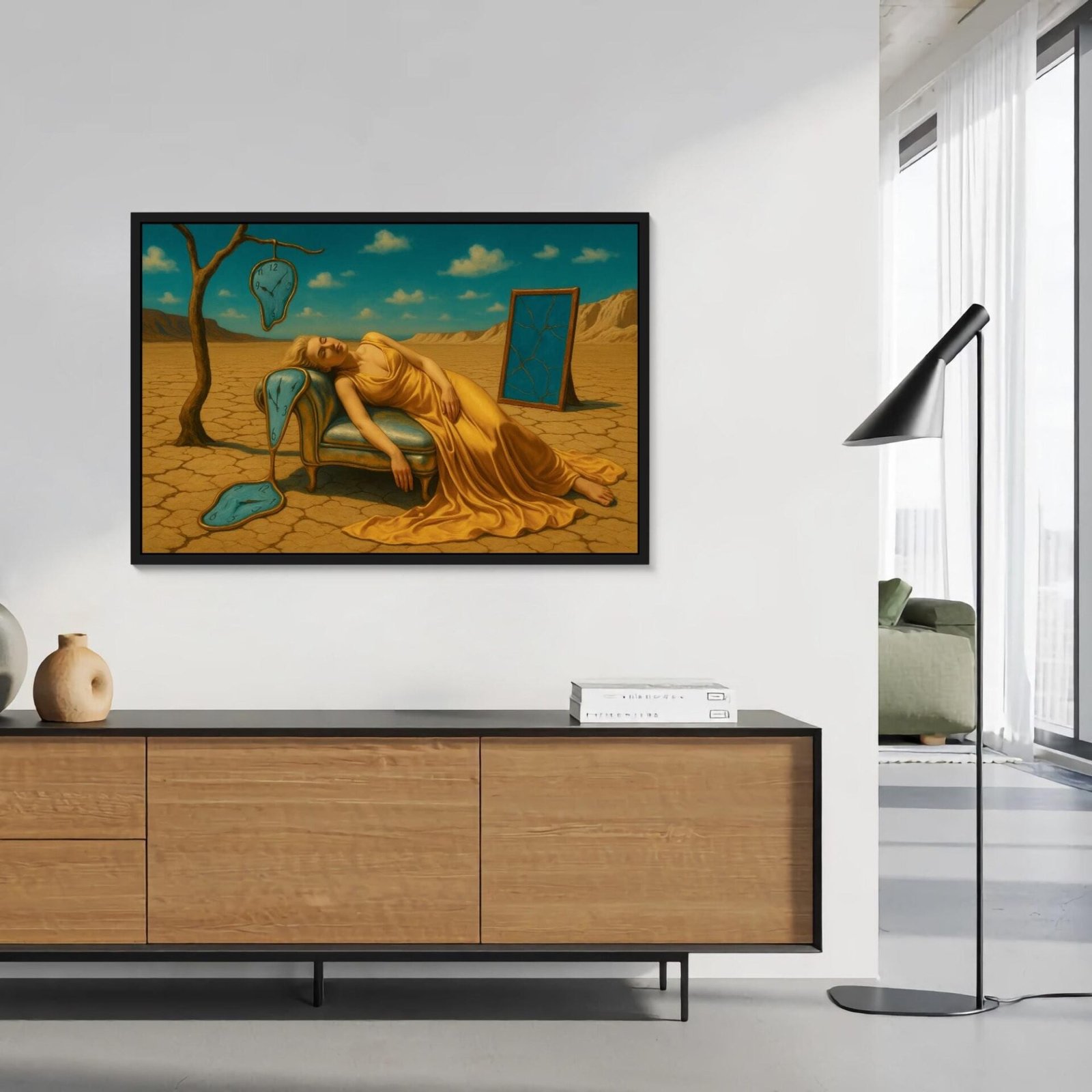 La persistance du temps, revisite de la persistance de la mémoire de Dali inspiré de Salvador Dali et René Magritte