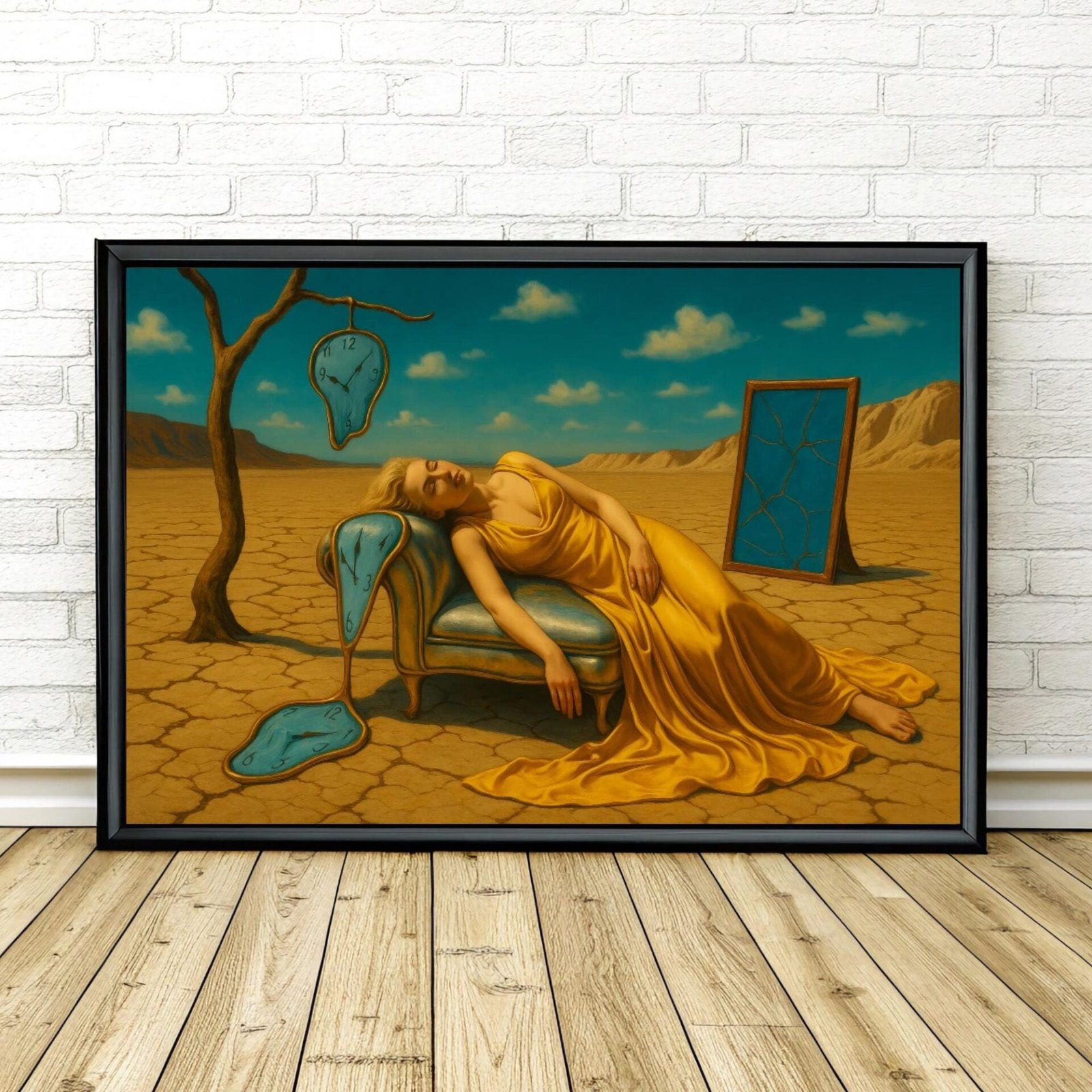La persistance du temps, revisite de la persistance de la mémoire de Dali inspiré de Salvador Dali et René Magritte