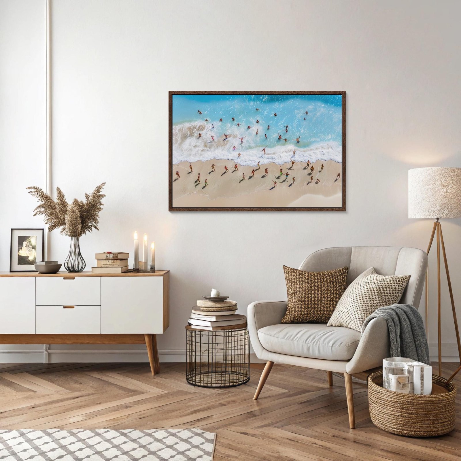 La plage, peinture de plage (vue aérienne) inspiré de David Hockney et Francis Bacon