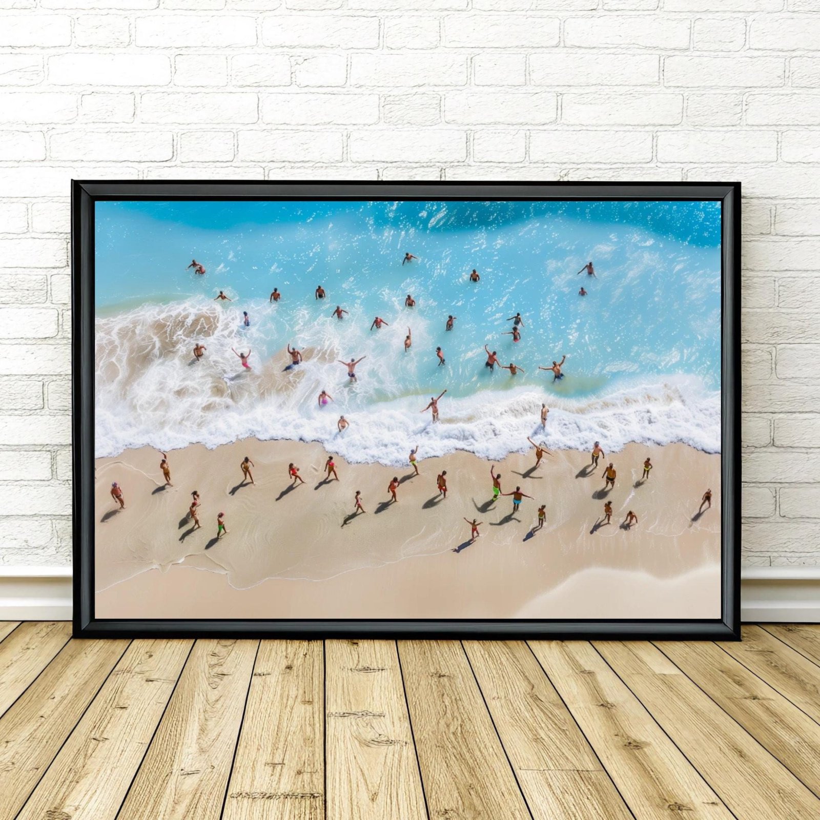 La plage, peinture de plage (vue aérienne) inspiré de David Hockney et Francis Bacon