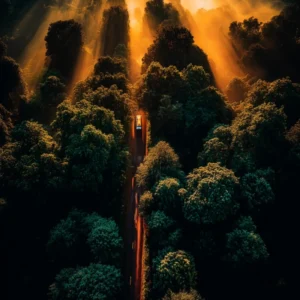 Chemin de vie, photo d'art de forêt inspiré de Andreas Gursky et Gregory Crewdson