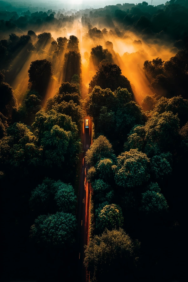 Chemin de vie, photo d'art de forêt inspiré de Andreas Gursky et Gregory Crewdson
