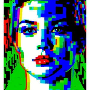 Femme glitch, Portrait de femme Glitch Art Pop inspiré de Andy Warhol et Alex Katz