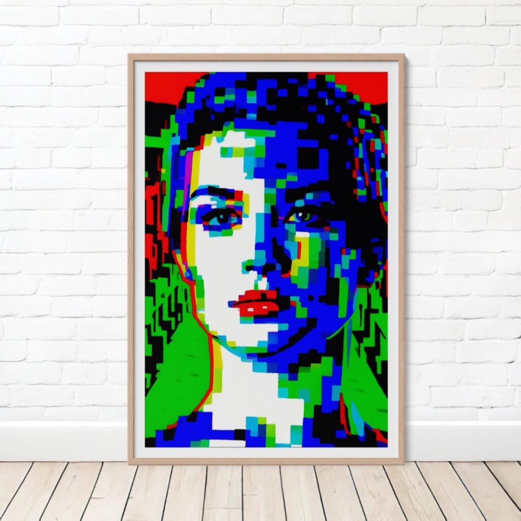 Femme glitch, Portrait de femme Glitch Art Pop inspiré de Andy Warhol et Alex Katz