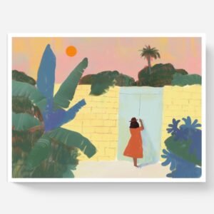 Le jardin secret, Illustration d'art tropical pastel inspiré de Raoul Dufy et Henri Matisse