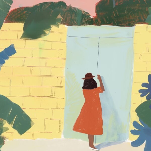 Le jardin secret, Illustration d'art tropical pastel inspiré de Raoul Dufy et Henri Matisse