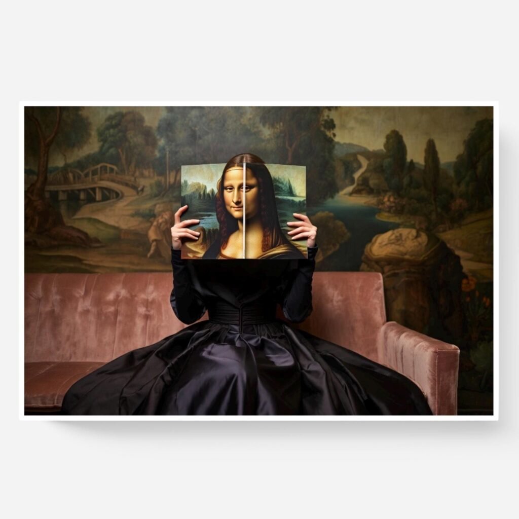 La liseuse, photo de la Joconde détournée inspiré de Léonard de Vinci et Cindy Sherman