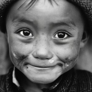 Garçon, Tibet, Photo portrait d’enfant inspiré de Sebastião Salgado et Dorothea Lange