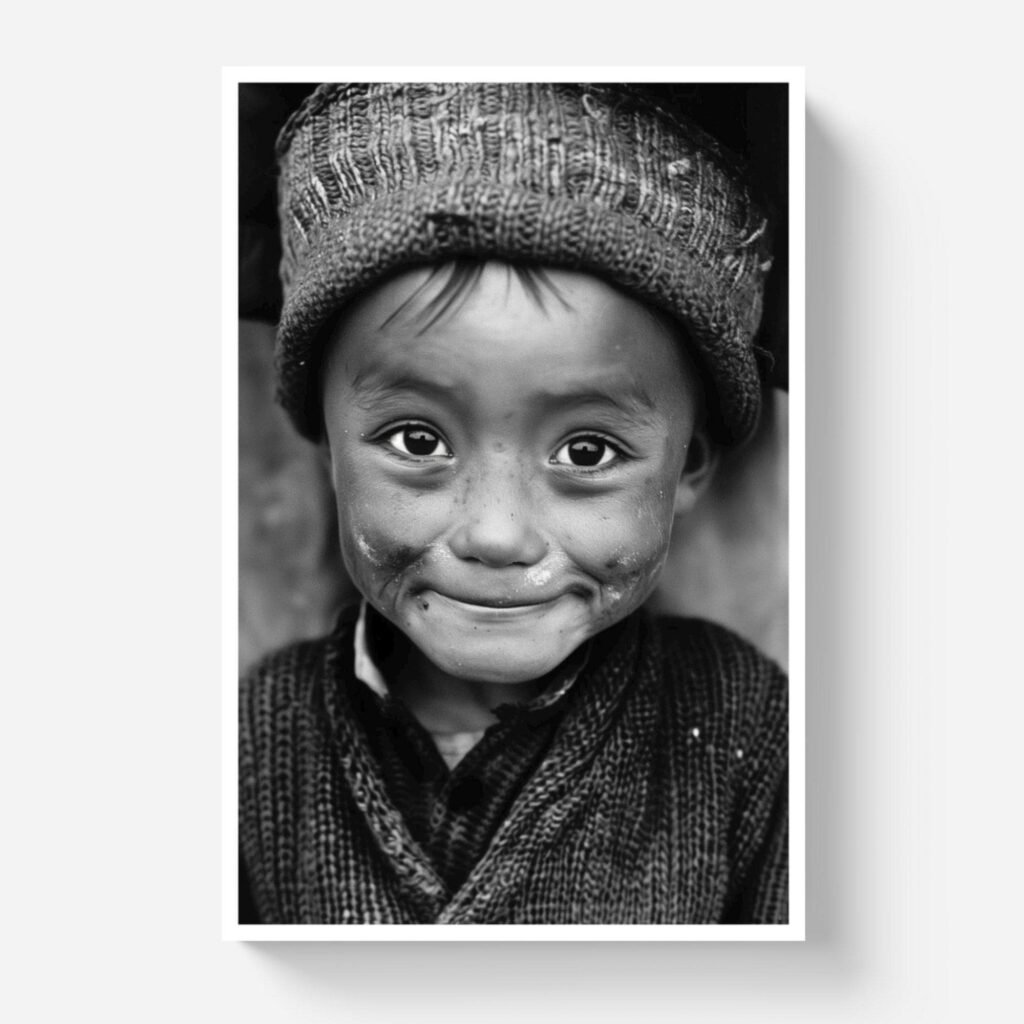 Garçon, Tibet, Photo portrait d’enfant inspiré de Sebastião Salgado et Dorothea Lange
