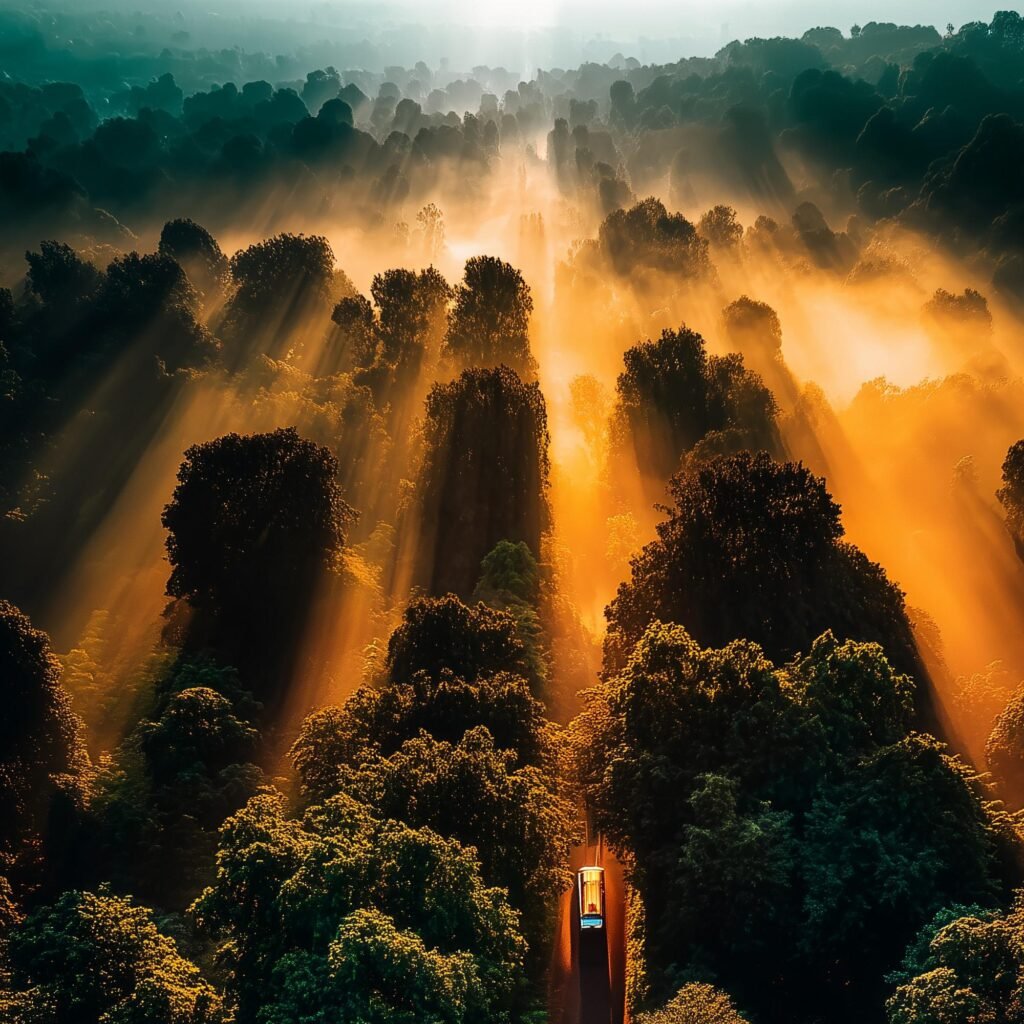 Chemin de vie, photo d'art de forêt inspiré de Andreas Gursky et Gregory Crewdson