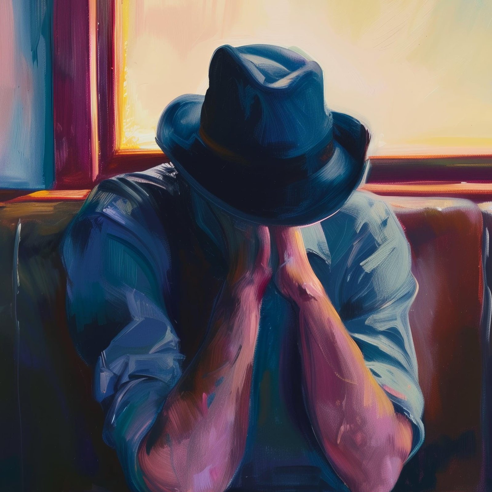 La table, tableau inspiré de Hopper inspiré de Edward Hopper et Francis Bacon