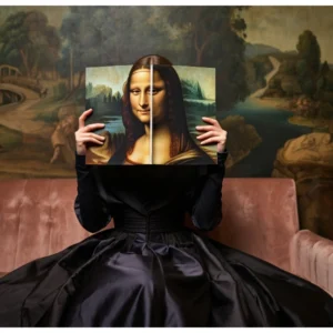La liseuse, photo de la Joconde détournée inspiré de Léonard de Vinci et Cindy Sherman
