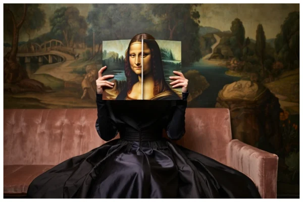 La liseuse, photo de la Joconde détournée inspiré de Léonard de Vinci et Cindy Sherman
