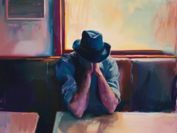 La table, tableau inspiré de Hopper inspiré de Edward Hopper et Francis Bacon