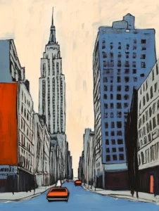 New York Blues, peinture de Manhattan inspiré de Edward Hopper et Camille Pissarro