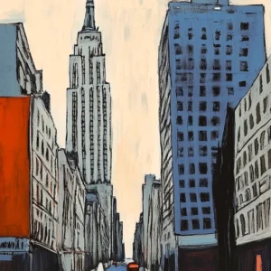 New York Blues, peinture de Manhattan inspiré de Edward Hopper et Camille Pissarro