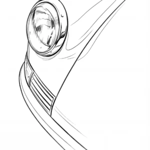 Dessin linéaire phare de voiture vintage