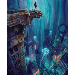 Illustration urbaine sous-marine sur papier