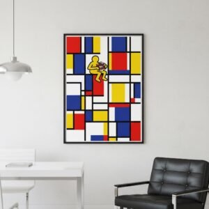 Imaginez un monde où la géométrie pure de l'abstraction rencontre soudainement l'énergie vibrante des rues de Manhattan. Une silhouette solitaire s'assoit sur une ligne d'horizon noire pour tenter de résoudre l'énigme d'un cube coloré. Dans ce labyrinthe de lignes et de couleurs primaires, chaque mouvement devient une danse poétique entre la raison et l'imaginaire.