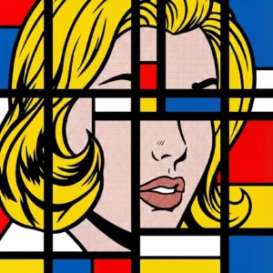 Portrait pop art sur grille néoplastique