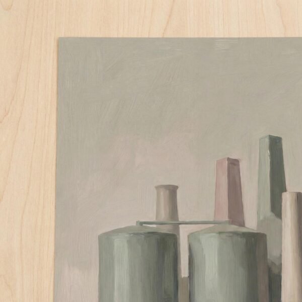 Imaginez un monde où le fracas des usines s'est dissipé, laissant place à une assemblée de géants d'acier transformés en poteries délicates. Sous une lumière de nacre, ces silhouettes architecturales conversent dans un calme absolu, offrant un refuge onirique à ceux qui cherchent la beauté dans l'épure et le repos de l'âme.